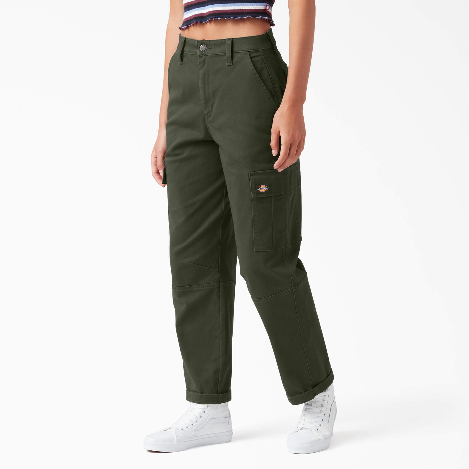 

Женские укороченные брюки-карго свободного кроя Dickies, оливково-зеленый