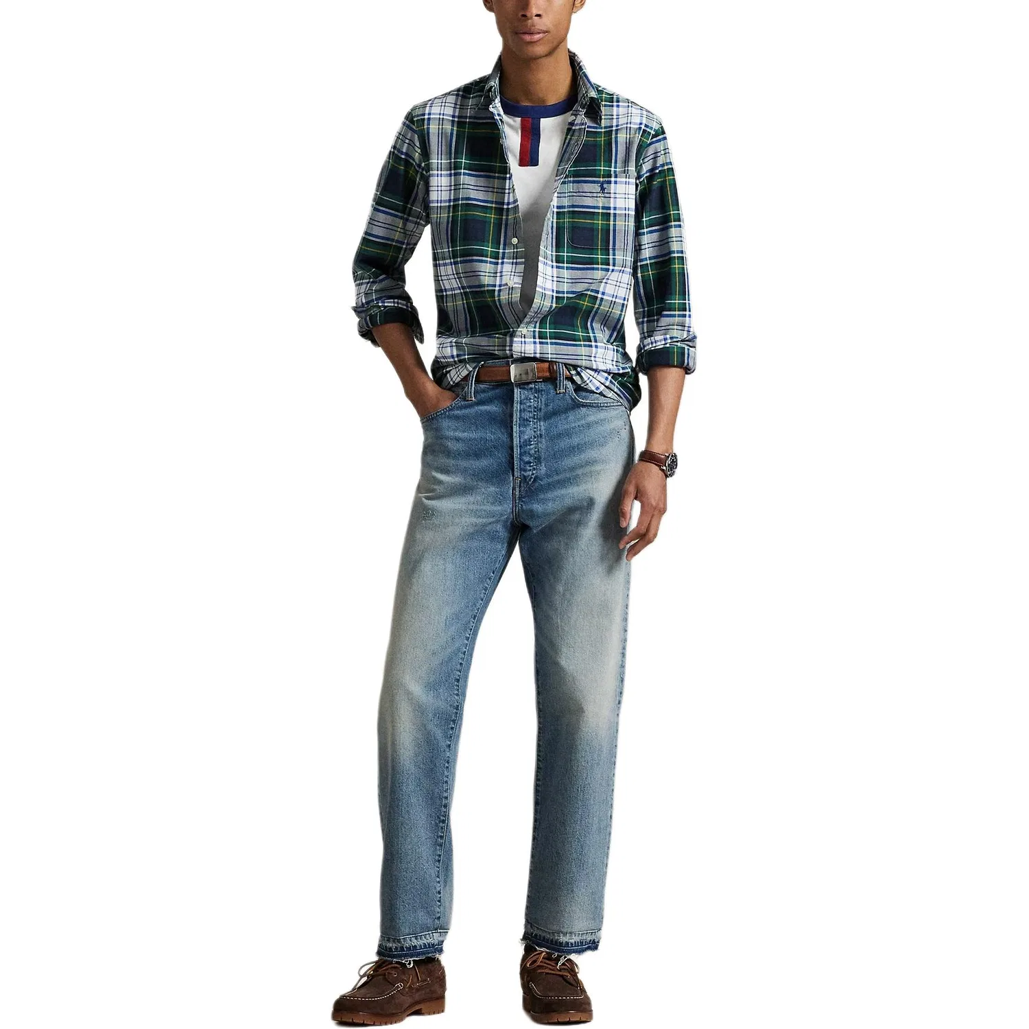 Детская оксфордская рубашка в клетку Polo Ralph Lauren, Green/Blue Multicolor — фото 3