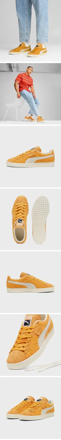 Мужские низкие кеды Suede Mohair цвета имбирного чая с айвори от Puma — фото 2