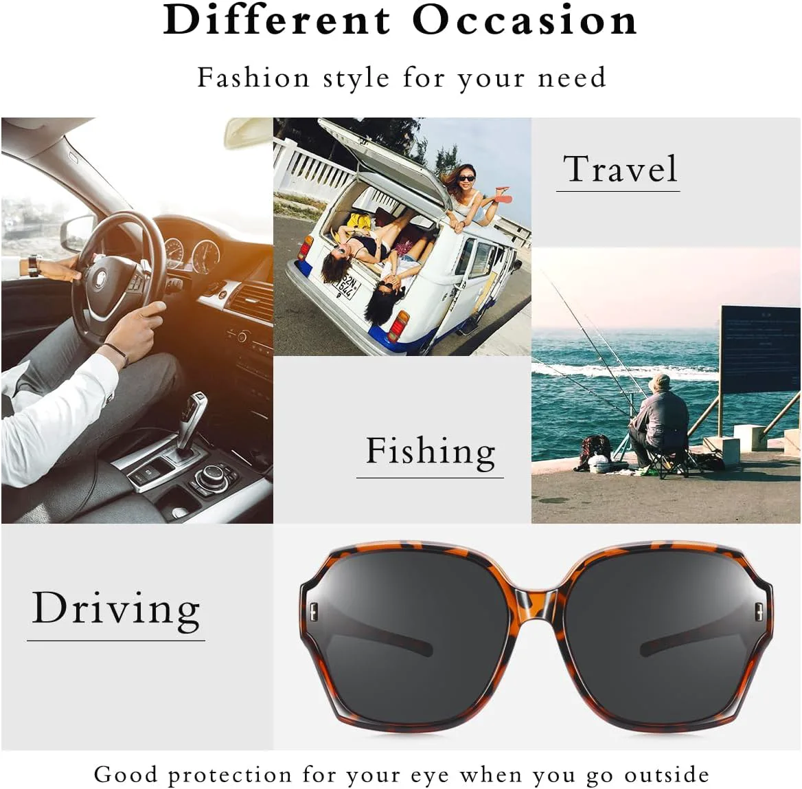 

Квадратные, увеличенные, поляризованные очки, надеваемые поверх солнцезащитных очков, с легкой крупной оправой, для женщин и мужчин TINHAO, F03-amber Leopard