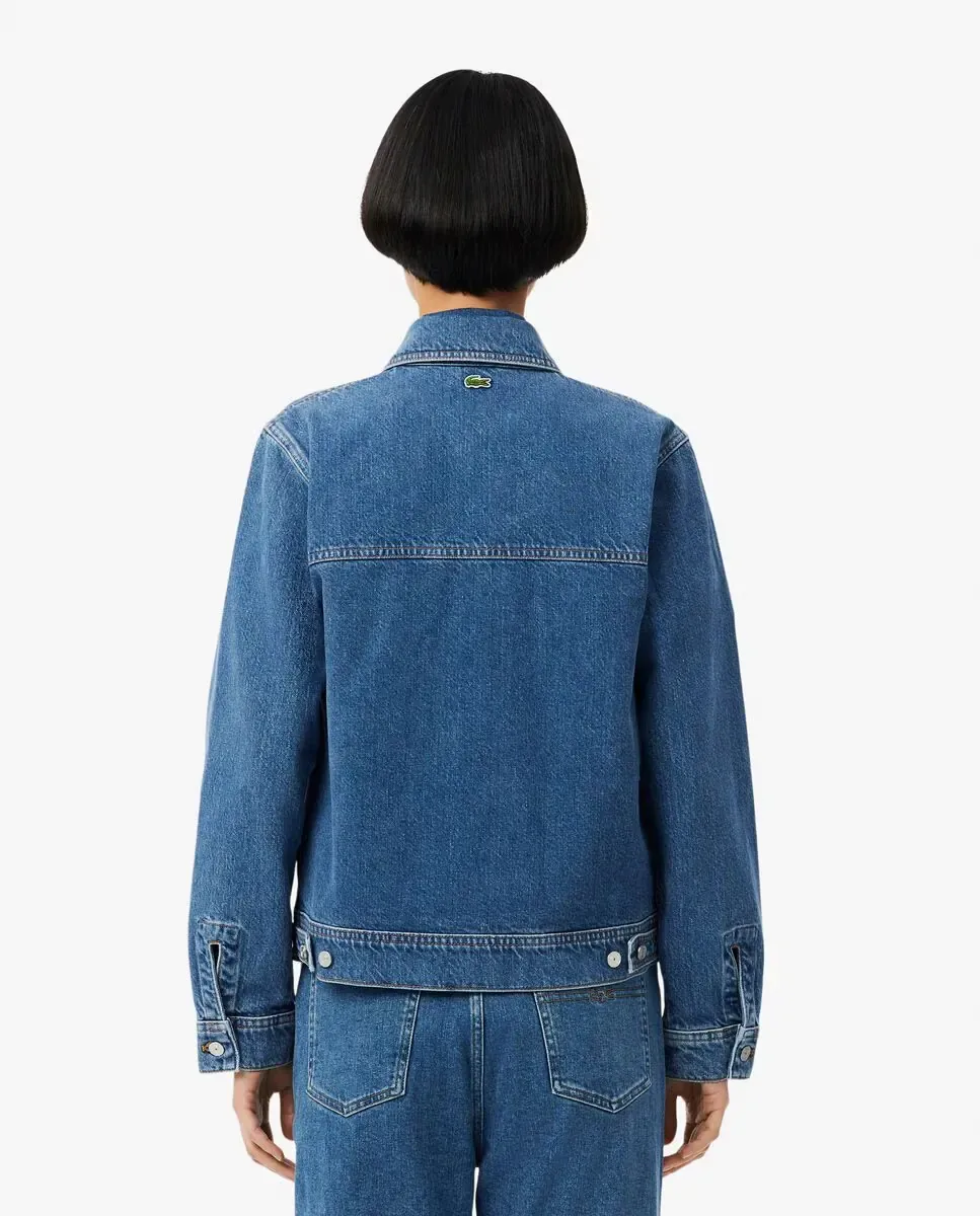 Женская джинсовая куртка Lacoste, 100% хлопок, светло-голубой — фото 2