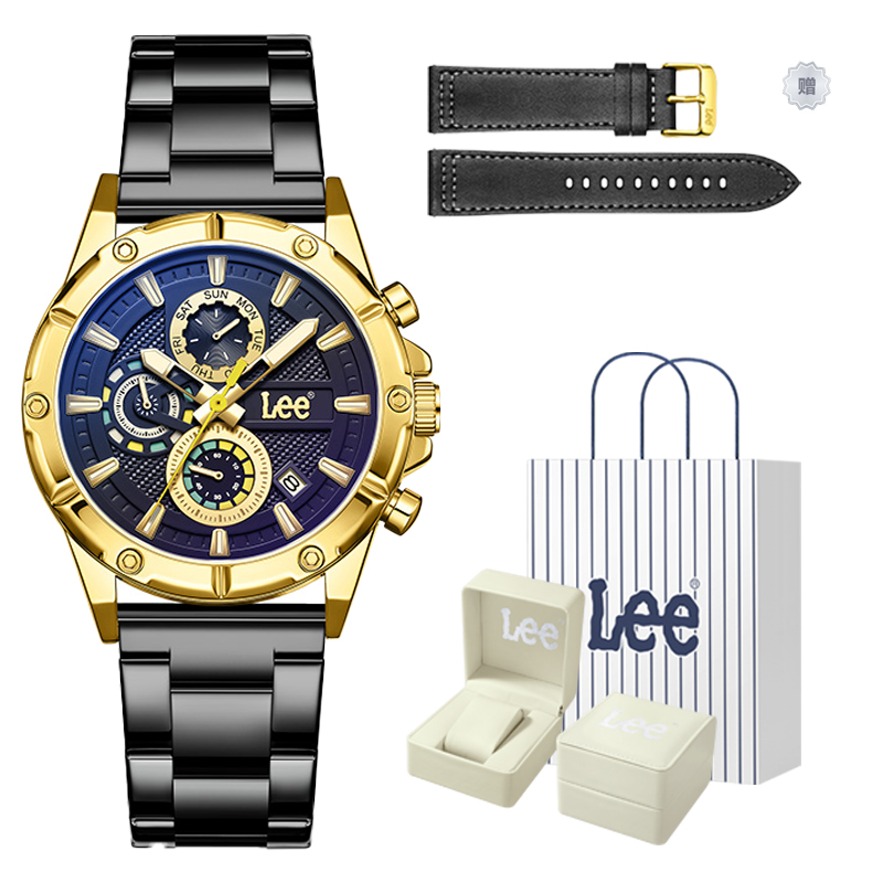 

Lee Часы Wrist Watch Quartz Movement Steel Strap Black Dial Men's Watch Node Holiday Classic Box