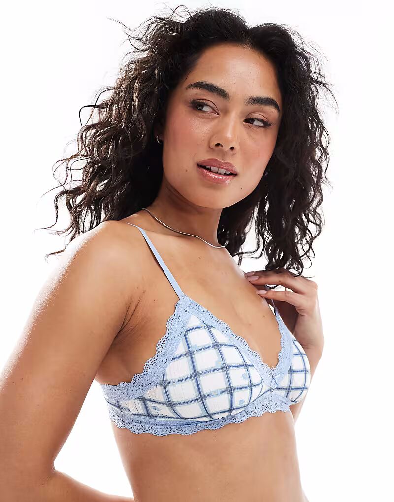 

Топ Cotton On triangle bralette in check ditsy windsurfer Cotton:On