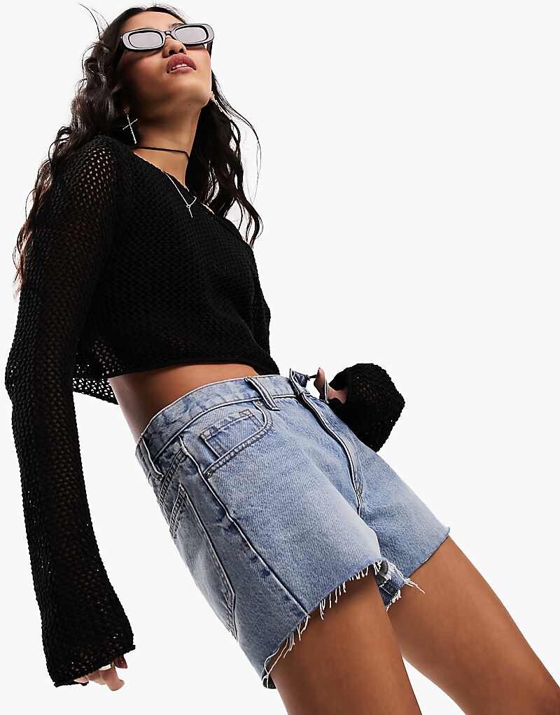 

ASOS DESIGN – Шорты свободного кроя выцветшего синего цвета