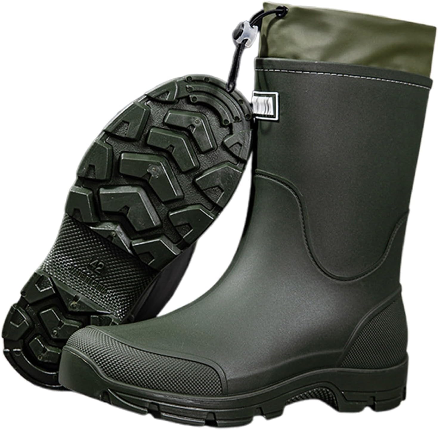 

Мужские резиновые сапоги для кемпинга, походов, прогулок, рыбалки, нескользящие, с невысоким каблуком, прочные, удобные, легкие Generic, зеленый