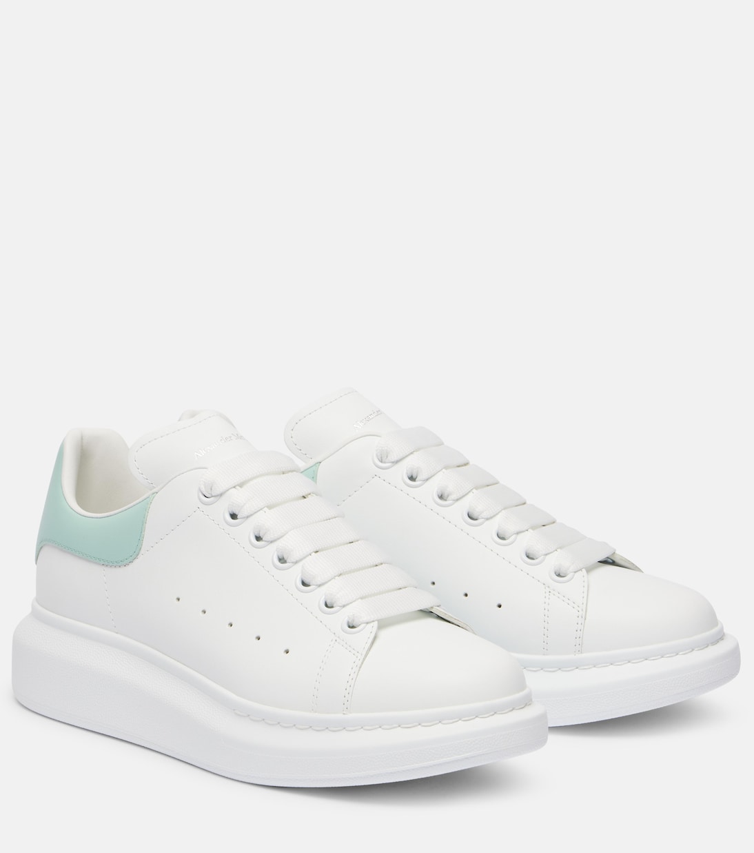 Массивные кожаные кроссовки McQueen, White/Spearmint