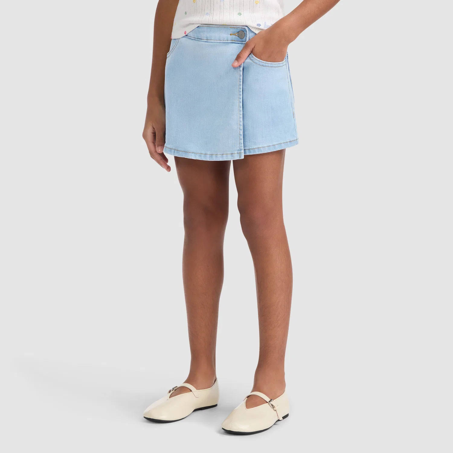 Джинсовая юбка-шорты для девочек 7-16 лет Levi's, Light Wash