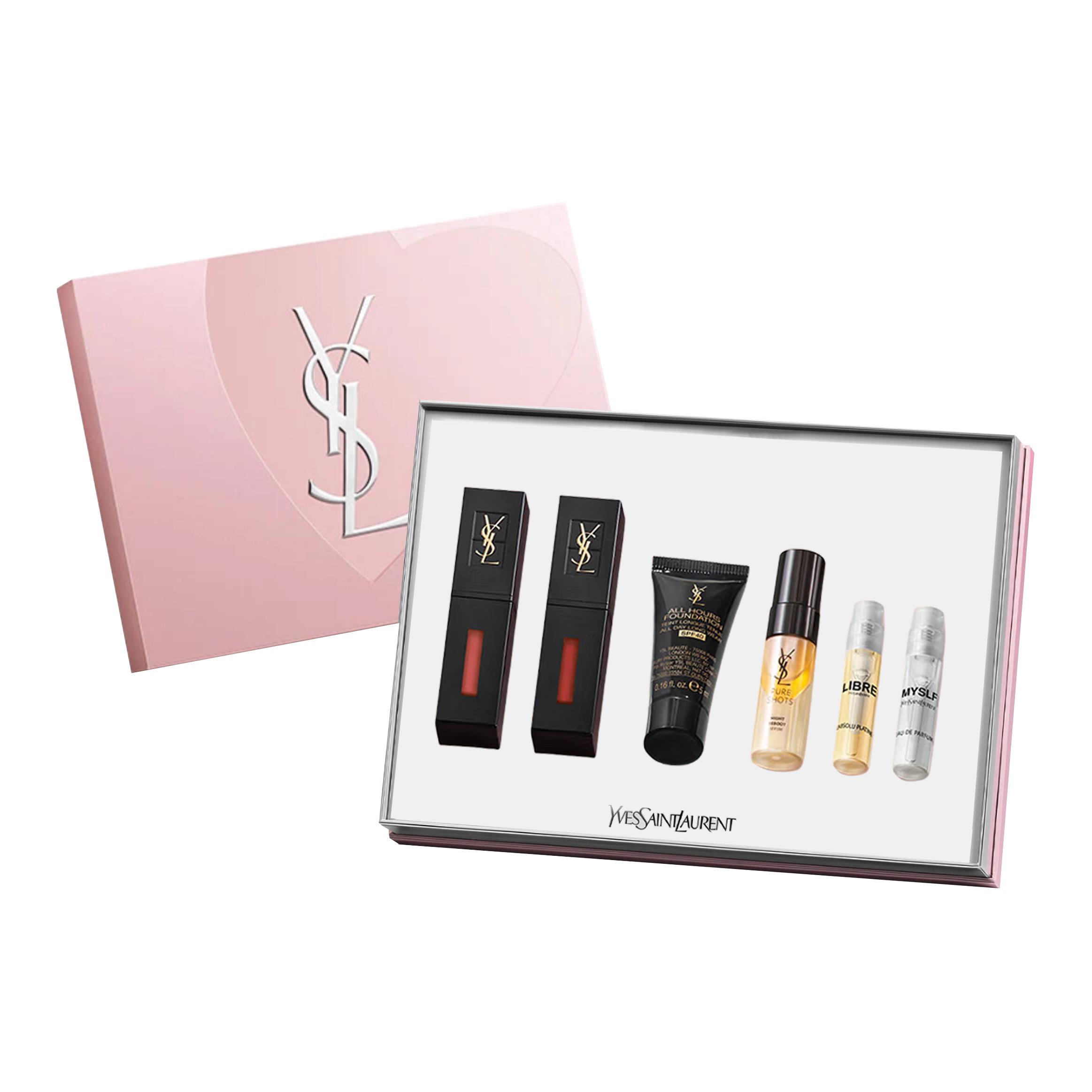 

SAINT LAURENT Красный nude двухцветный жидкий блеск для губ косметический набор легко растушевывается комплект для тона лица шесть предметов