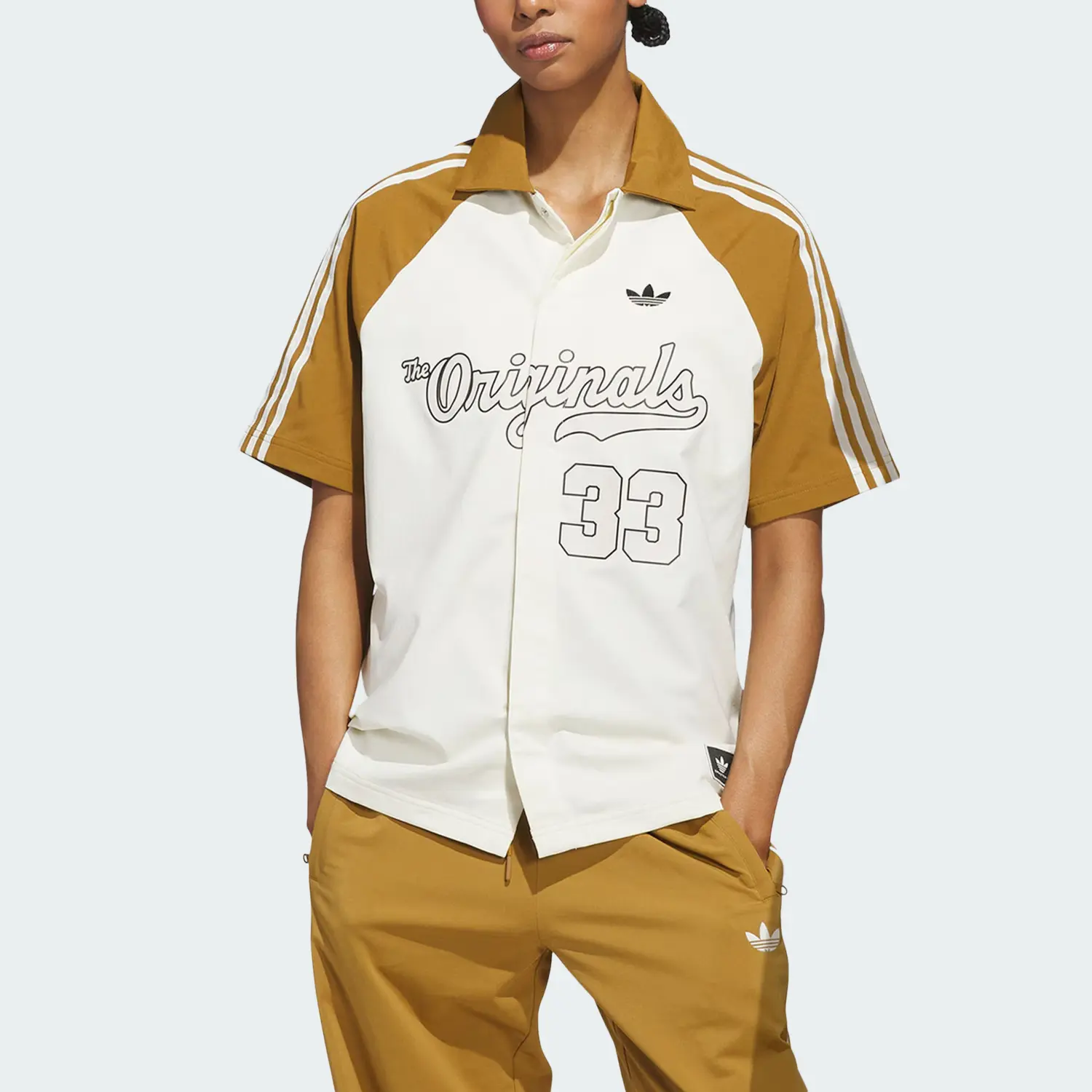 Топовая зимняя стрелковая рубашка с длинным рукавом Unisex Ivory White/Bronze Strata/Black Adidas Originals, айвори белый/бронзовый/черный — фото 4