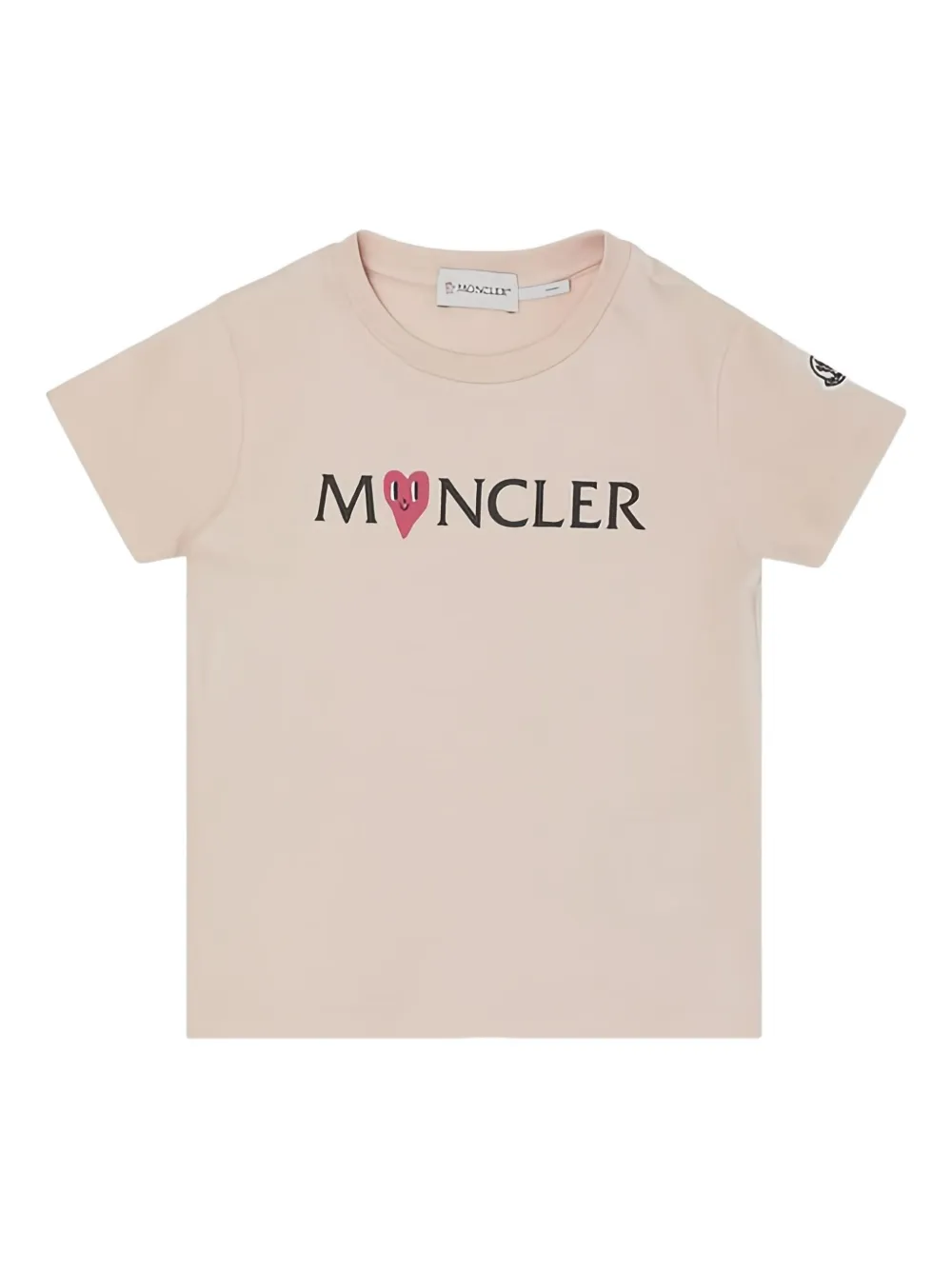 

Хлопковая футболка с логотипом в виде сердца Moncler Enfant, розовый