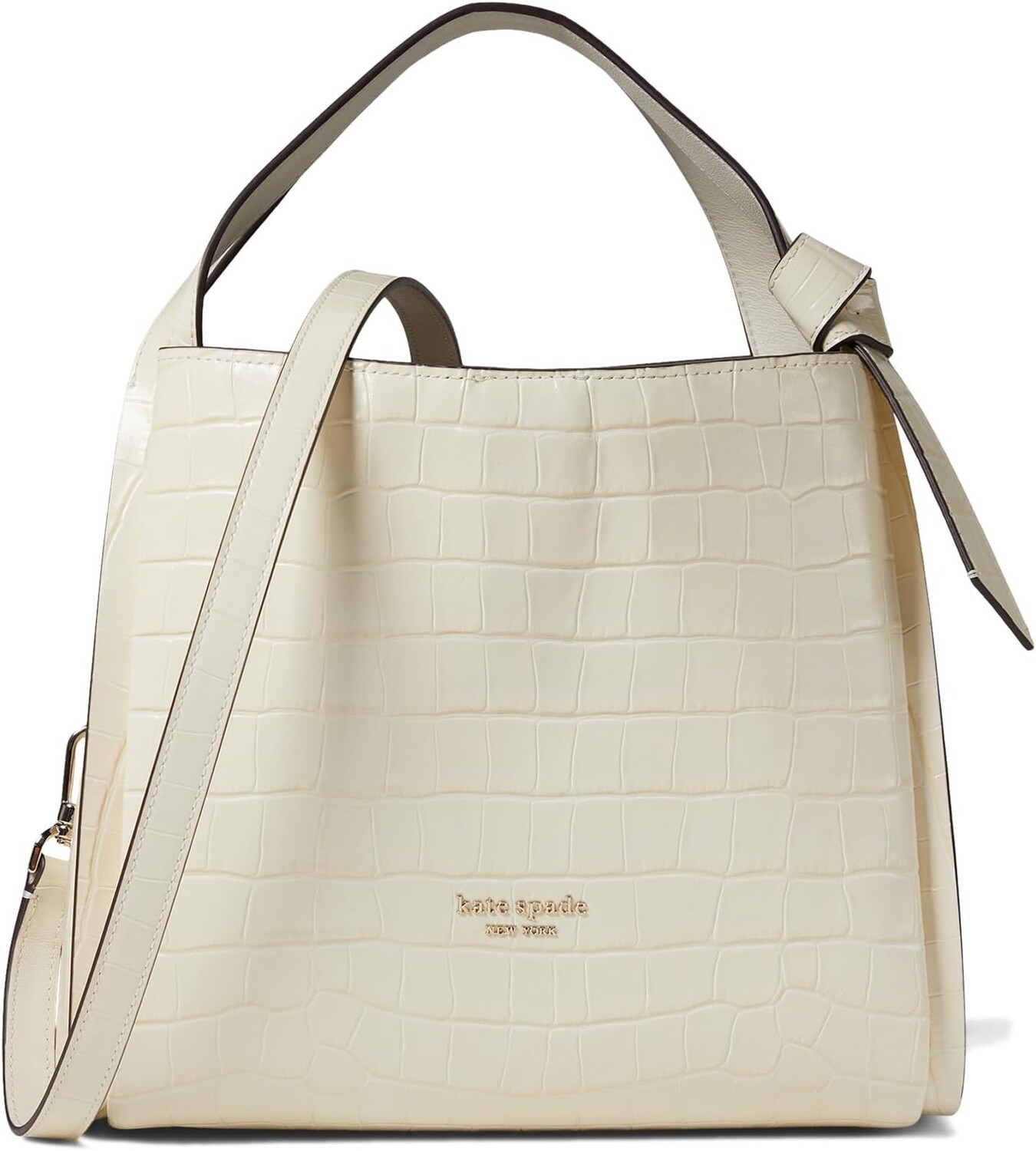 

Сумка кросс-боди Kate Spade New York Knott Croc Embossed Leather Medium Crossbody Tote, цвет Halo White