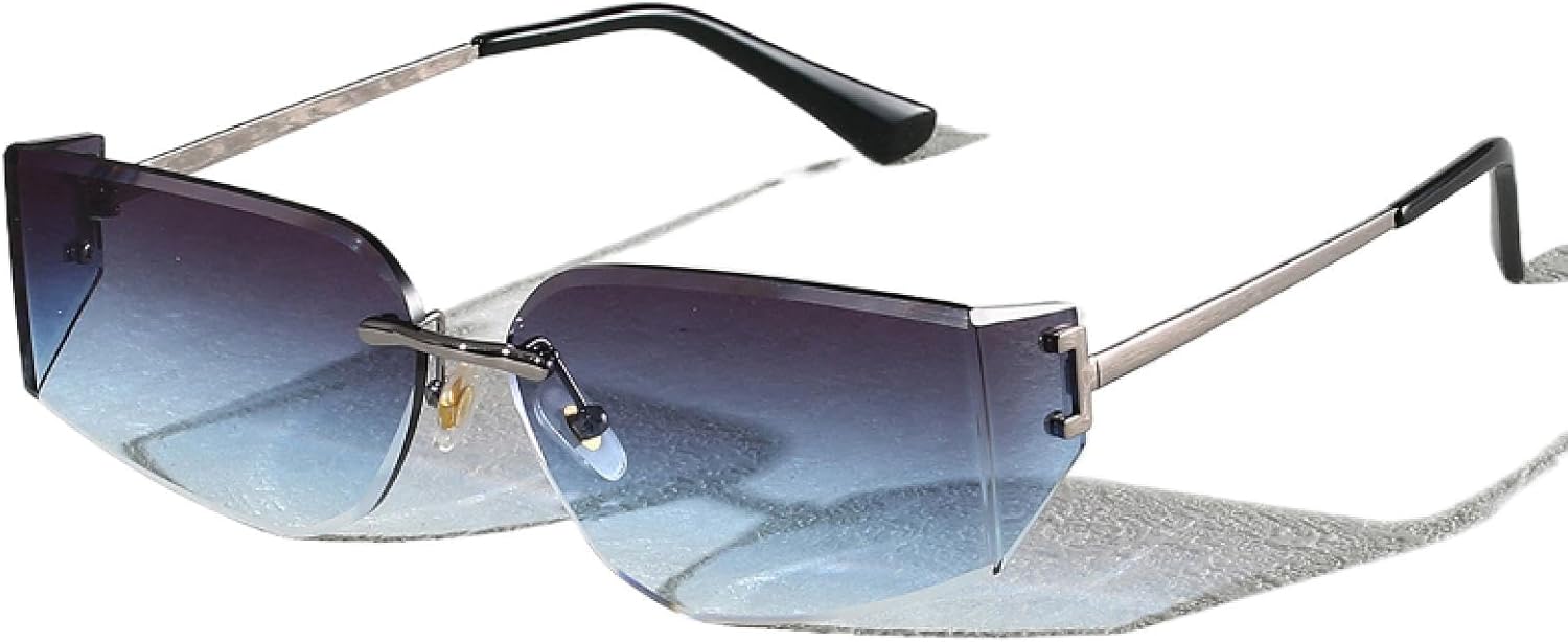 

Солнцезащитные очки с защитой от УФ-излучения UV400 | Без оправы, металлический панк | Для женщин и мужчин, для занятий спортом на открытом воздухе и вождения DSVIGF, Gray Blue