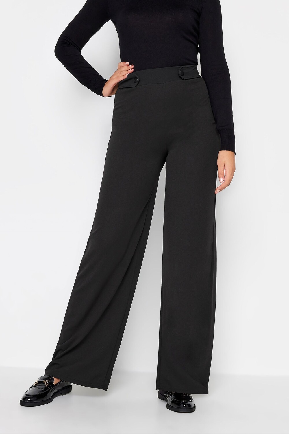 

Широкие брюки с декоративными ремнями Long Tall Sally, черный