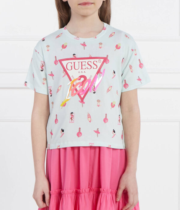 

Футболка детская Guess с розовым принтом, зеленый