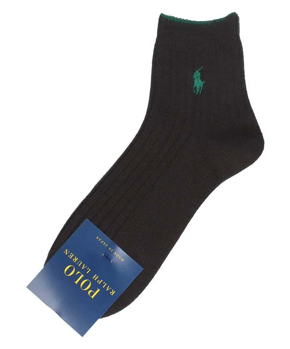 Мужские короткие носки из шерстяной смеси в рубчик Polo Ralph Lauren, 98. Black