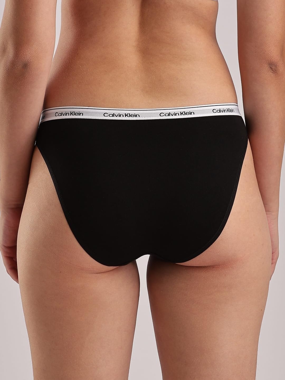 Комплект из 3 женских трусиков-бикини Calvin Klein с современным логотипом, Black/White/Grey Heather — фото 2
