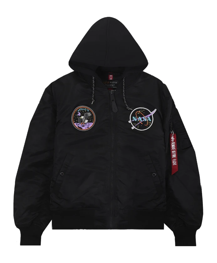 

Мужская куртка-бомбер НАСА с капюшоном Alpha Industries, черный