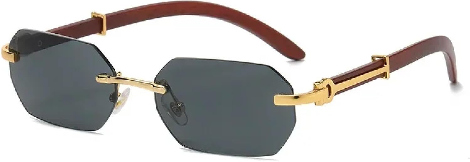 

Солнцезащитные очки с защитой от УФ-излучения UV400 | Легкая безободковая оправа из нейлона Tr90 | Для женщин и мужчин, для занятий спортом на открытом воздухе и вождения DSVIGF, Gold Black