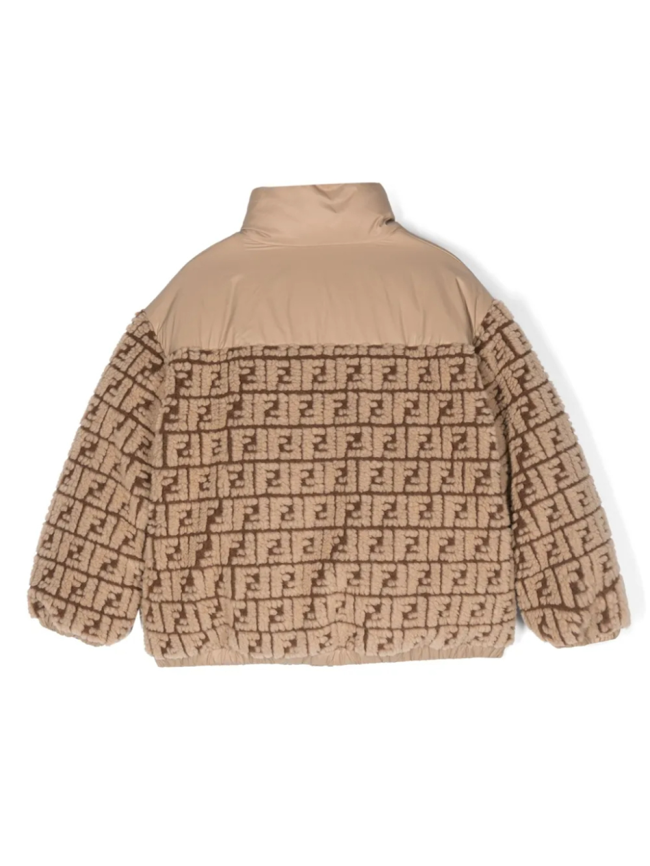 Флисовый пуховик с логотипом FF Fendi Kids, нейтральный — фото 2