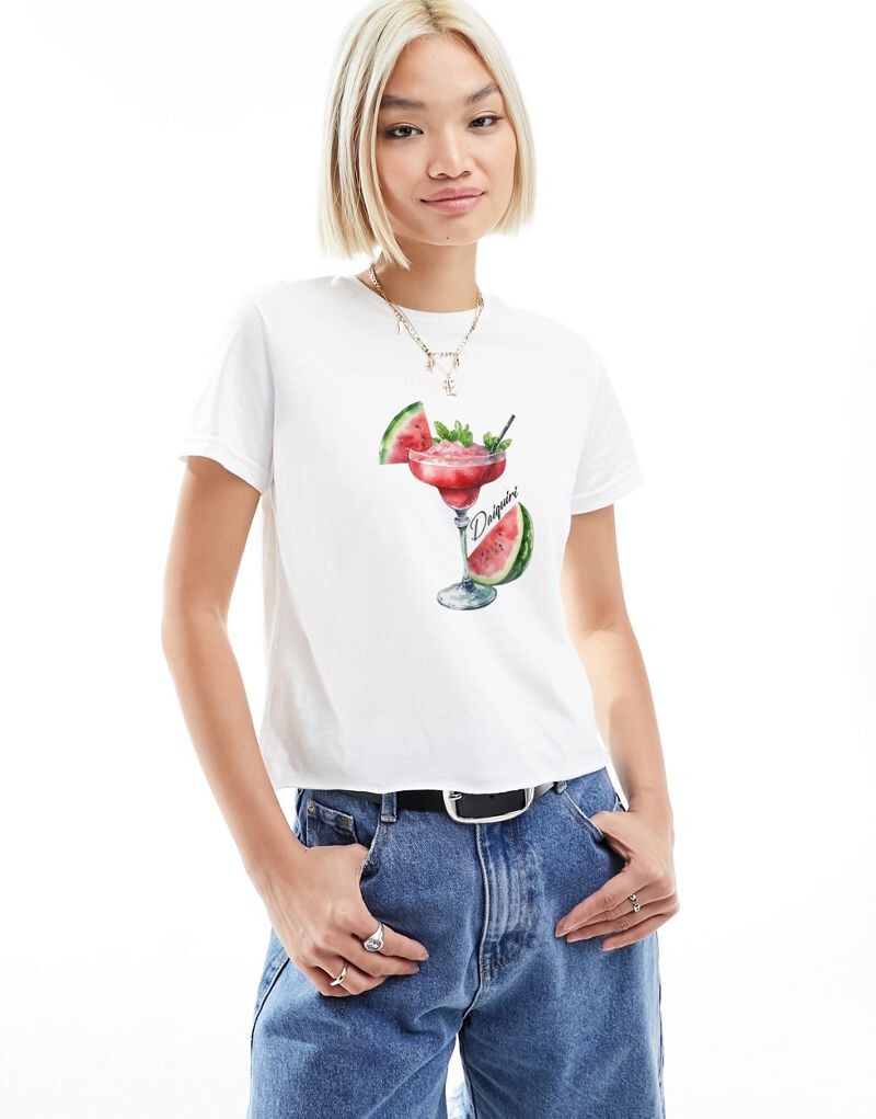 

Белая детская футболка с коктейльным изображением арбуза ASOS DESIGN