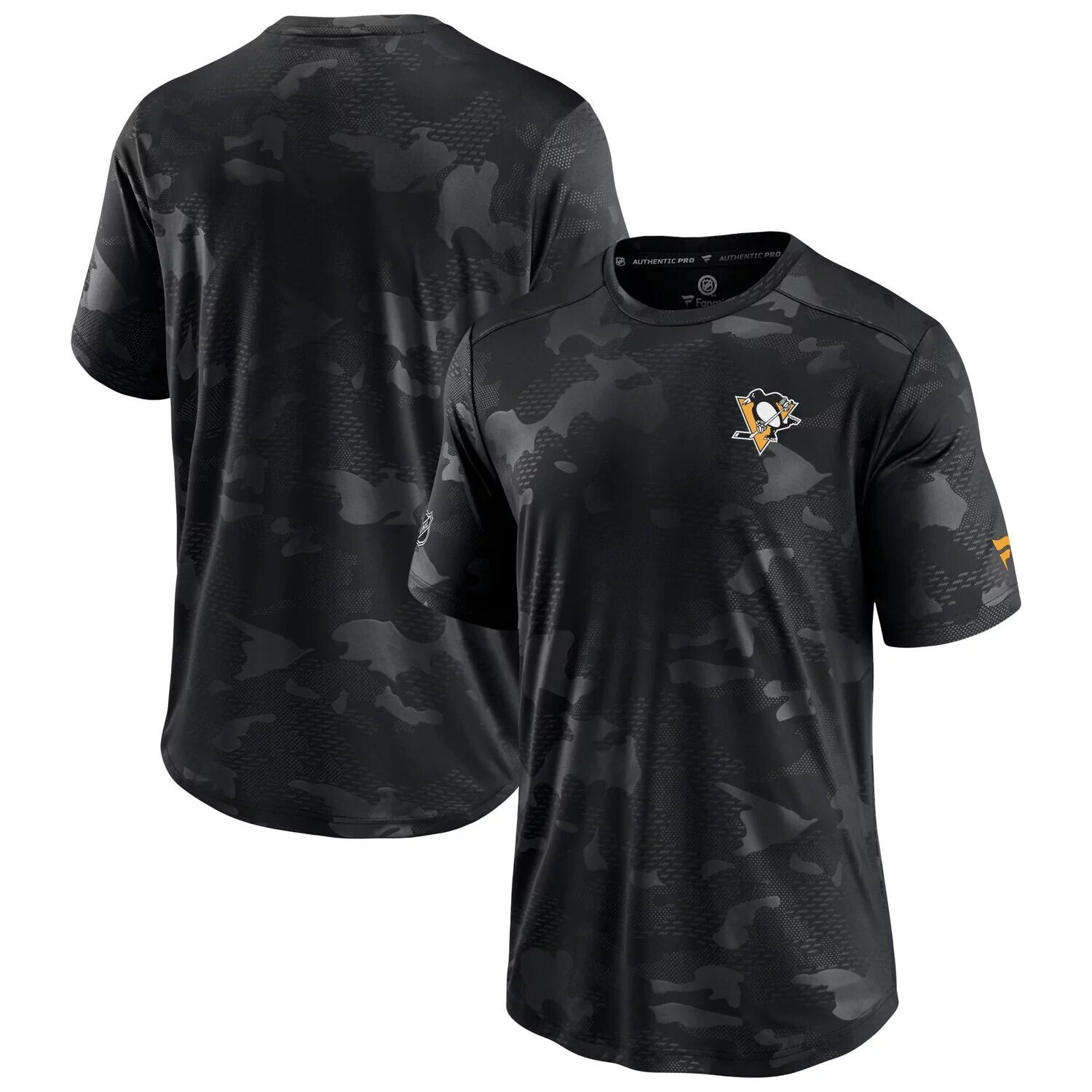 

Мужская черная футболка с логотипом Fanatics Pittsburgh Penguins Authentic Pro Locker Room Camo, Черный, Мужская черная футболка с логотипом Fanatics Pittsburgh Penguins Authentic Pro Locker Room Camo