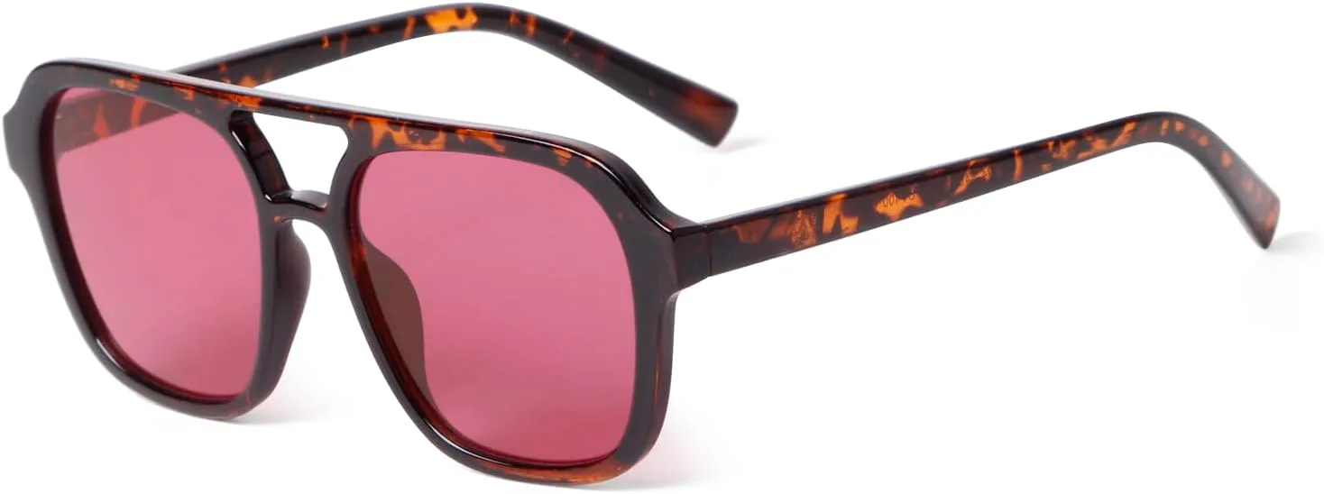 

Солнцезащитные очки-авиаторы ADE WU в стиле ретро для женщин и мужчин, винтажная мода 70-х годов, стильные квадратные авиаторы, Tortoise Shell Frame Red Lense