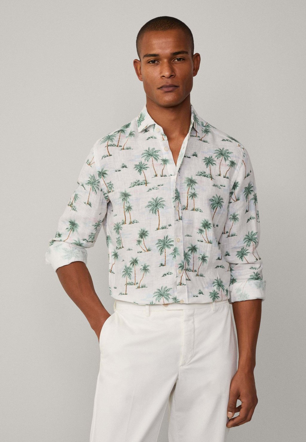 

Рубашка HACKETT LONDON SHIRT PALM TREES PRINT, белый