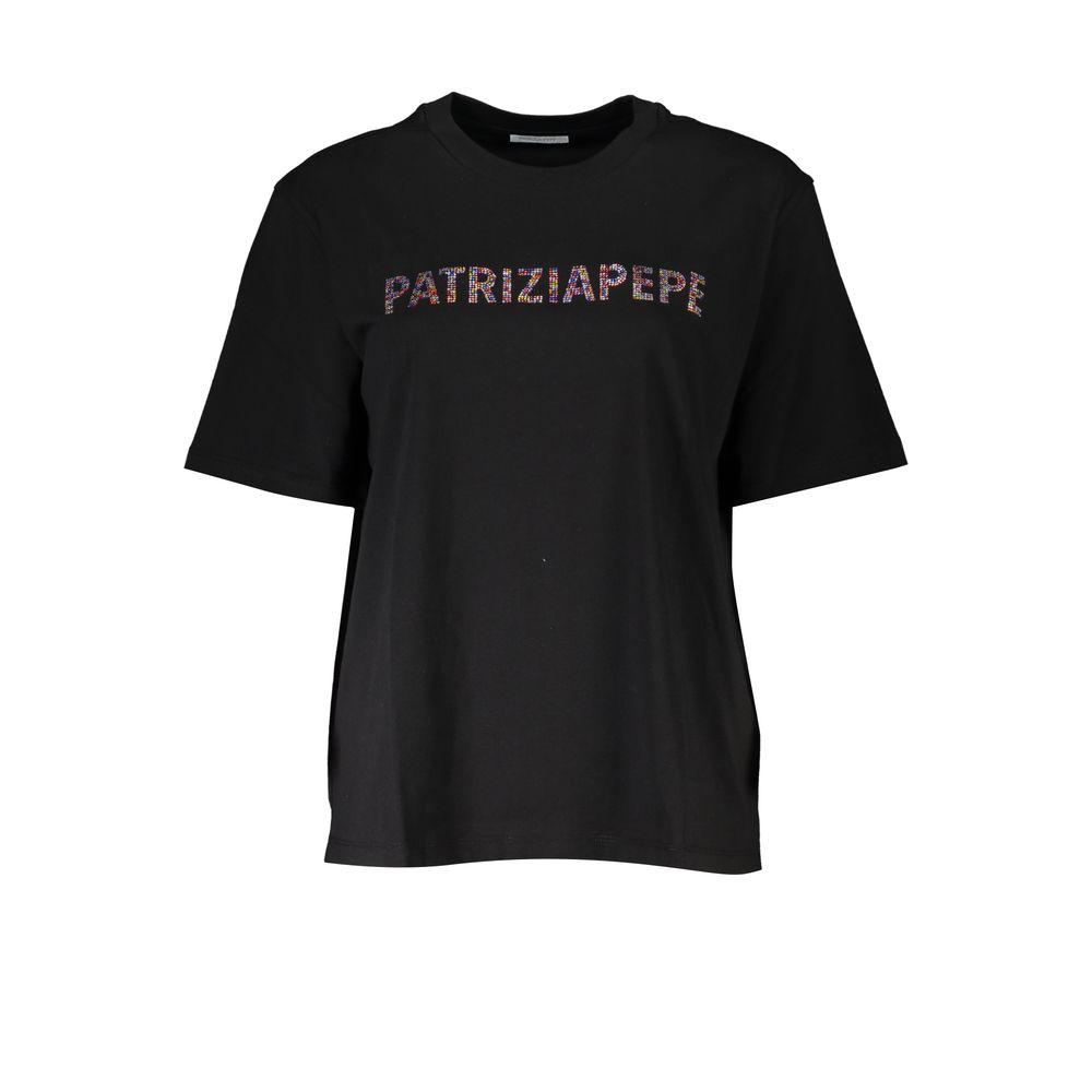 

Шикарная футболка с круглым вырезом и стразами Patrizia Pepe, черный