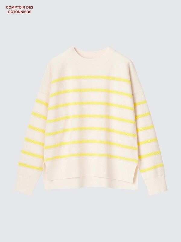 

Джемпер с круглым вырезом из мериноса в полоску Uniqlo, желтый