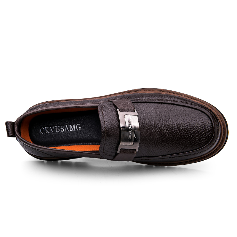 CKVUSAMG Коричневые мужские повседневные туфли со скрытой платформой 5,5 см, цвет Brown (Hidden Wedge 5.5cm) — фото 3
