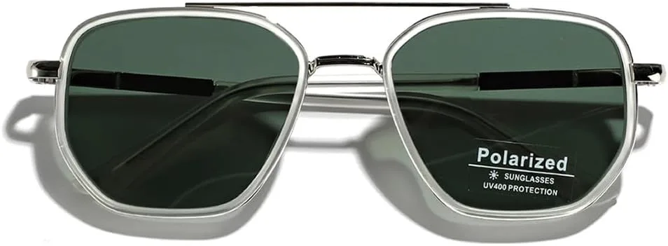 

Поляризованные солнцезащитные очки TR90 для мужчин, металлические солнцезащитные очки для женщин, двойная перемычка, для вождения, зеленые, черные, UV400 HYYZZC, Grey