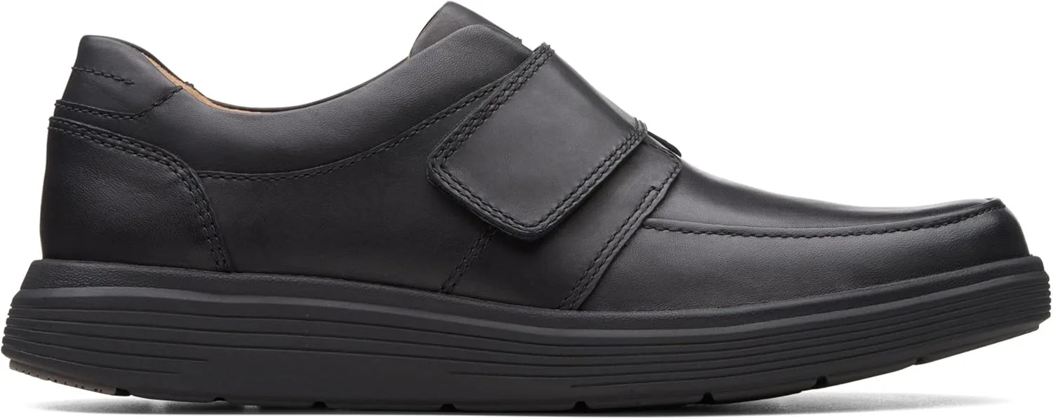 Мужские кожаные кроссовки Clarks с застежкой на липучке, черный/черный — фото 3