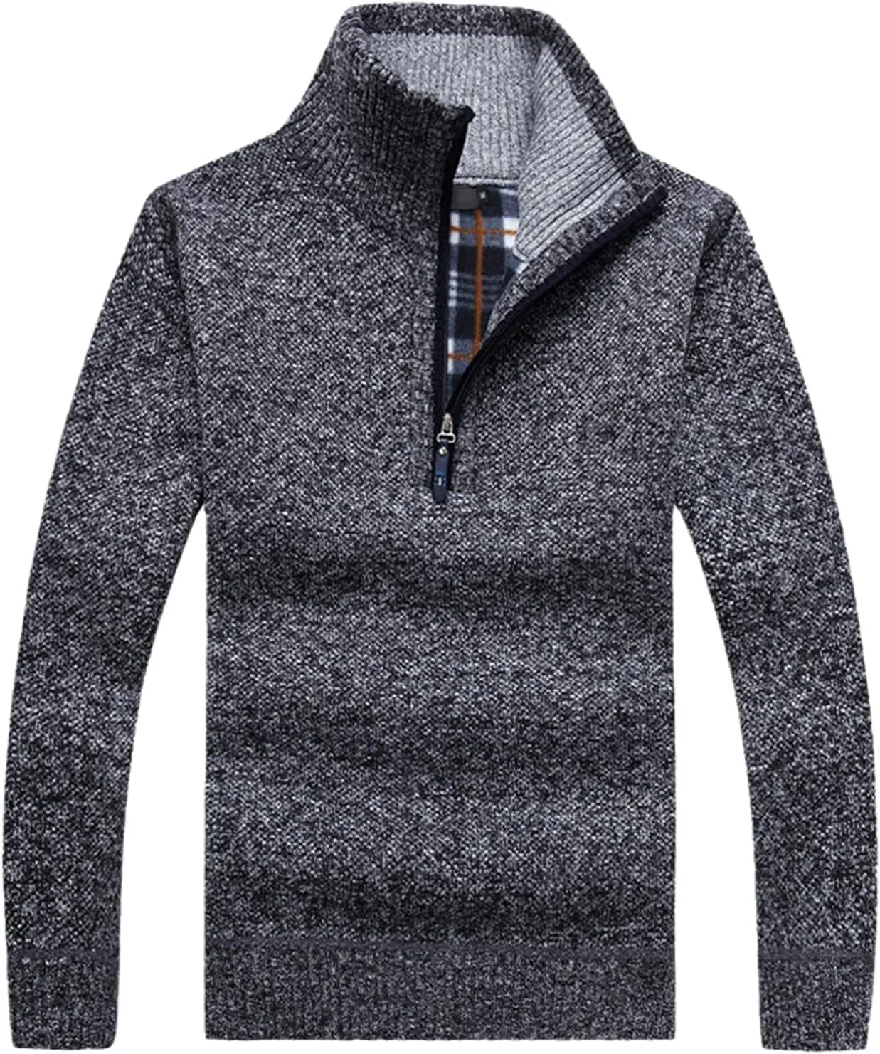 

Kelsiop осенний мужской утепленный вязаный свитер с длинными рукавами и полумолнией