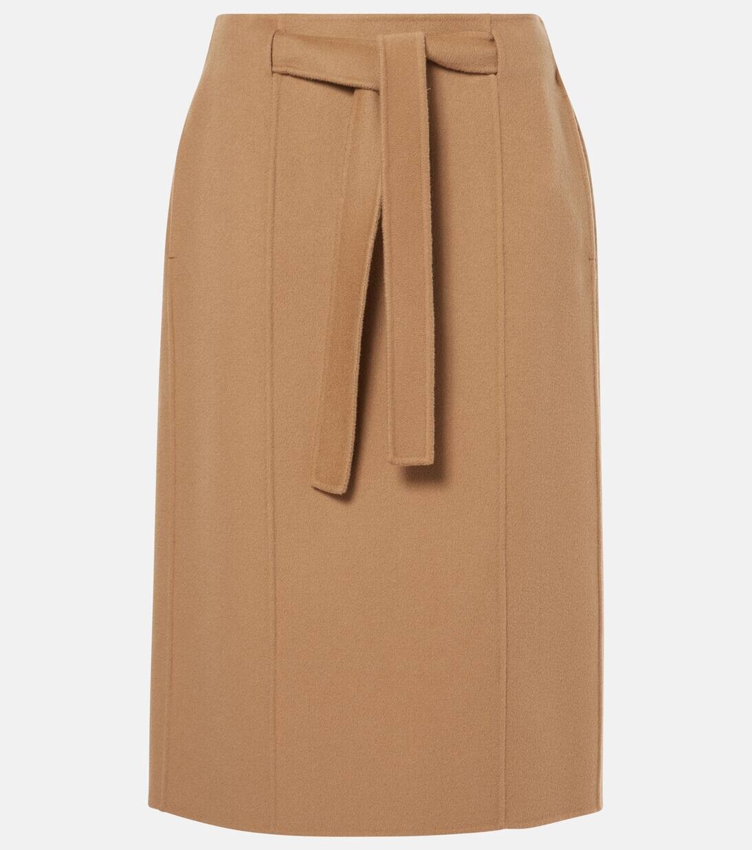

Юбка миди из шерсти с поясом Alec 'S Max Mara, цвет perfect camel