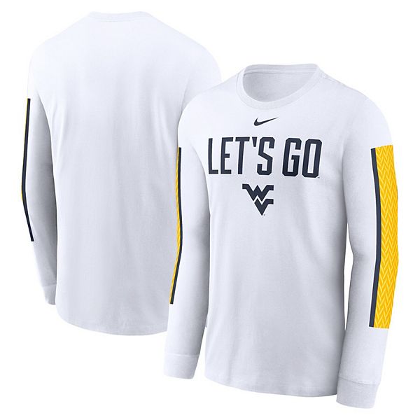 

Мужская белая футболка West Virginia Mountaineers с длинным рукавом и слоганом Nike