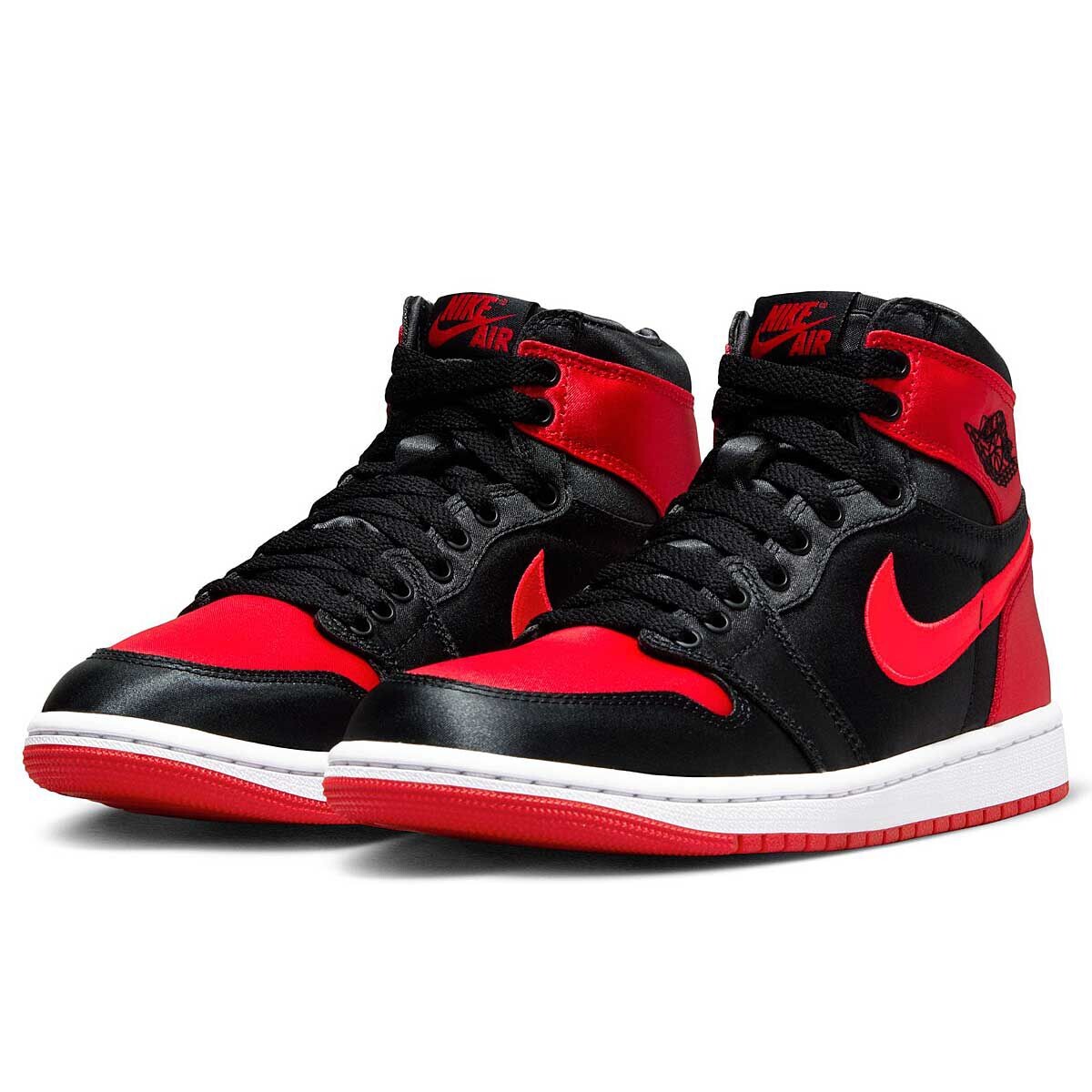 Кроссовки WMNS AIR JORDAN 1 RETRO HI OG SATIN BRED Jordan, цвет Schwarz/Rot/Weiß — фото 2