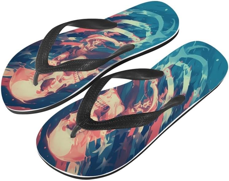 

Сандалии-вьетнамки Semiouray для женщин, геометрический принт, закат, бабочка, обувь для путешествий, удобные тапочки Lotus, сандалии-вьетнамки, Retro Skeleton American Flag