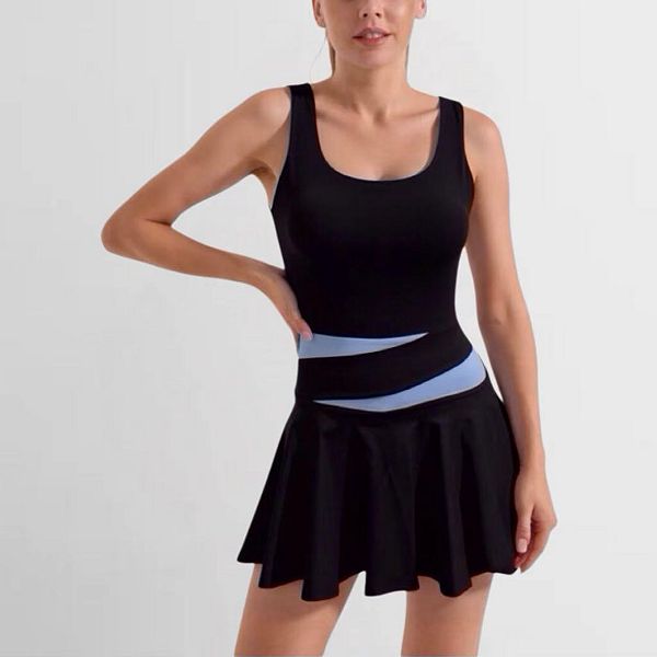 

Женское платье для тенниса с шортами, открытой спиной и без рукавов Hallih Burton, Black