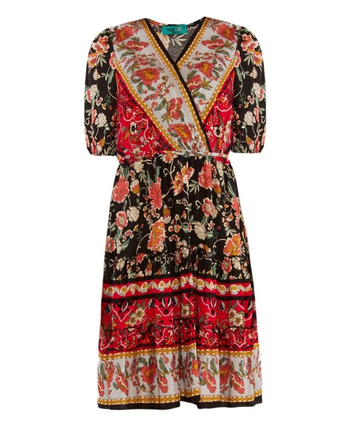 

Черно-Красное платье с цветочным принтом для женщин Tooche, мультиколор