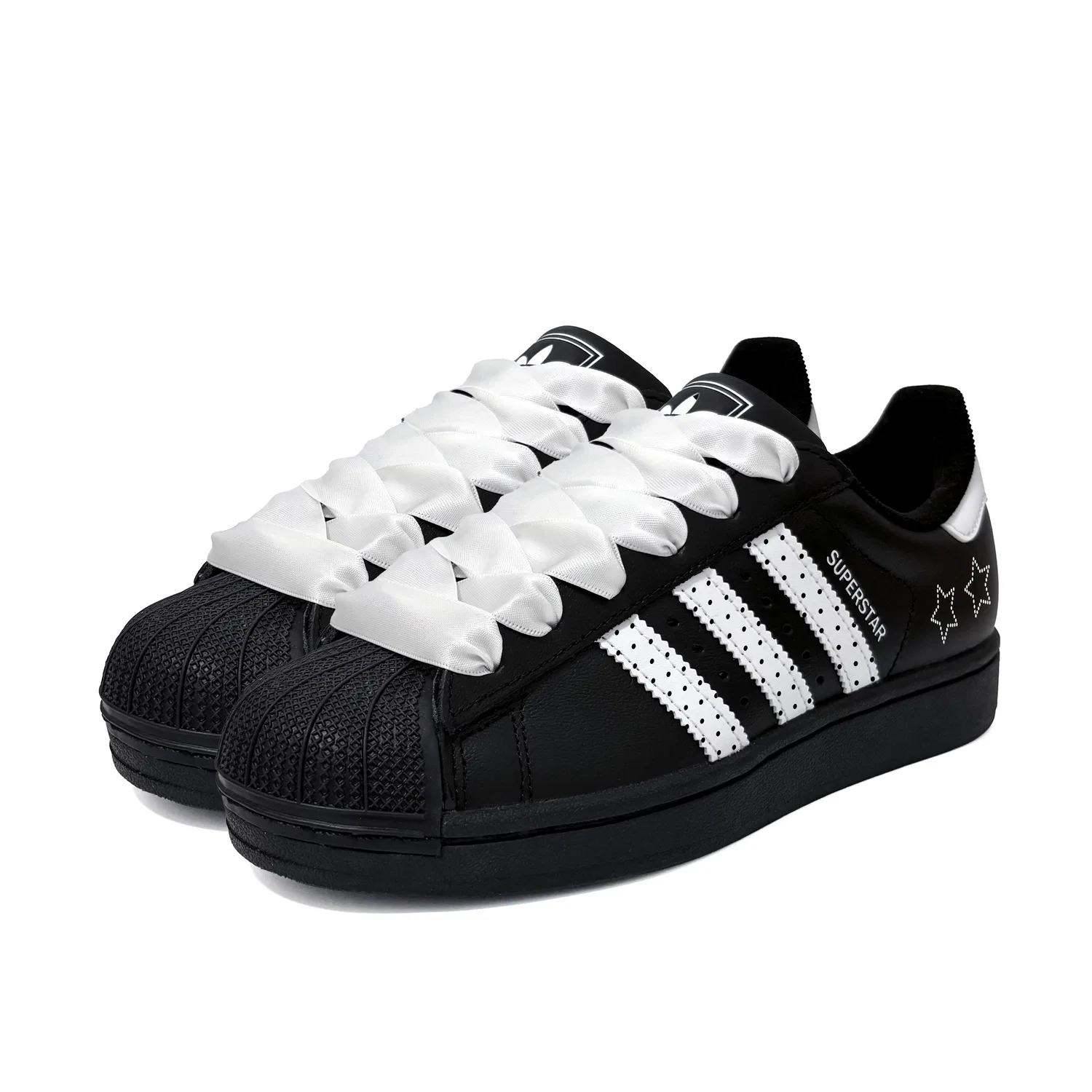 Кроссовки для скейтбординга Superstar 2 Stars Small Polka Dot Leather Low top Kids' Skateboarding Shoes Black Teenagers Adidas Originals — фото 4