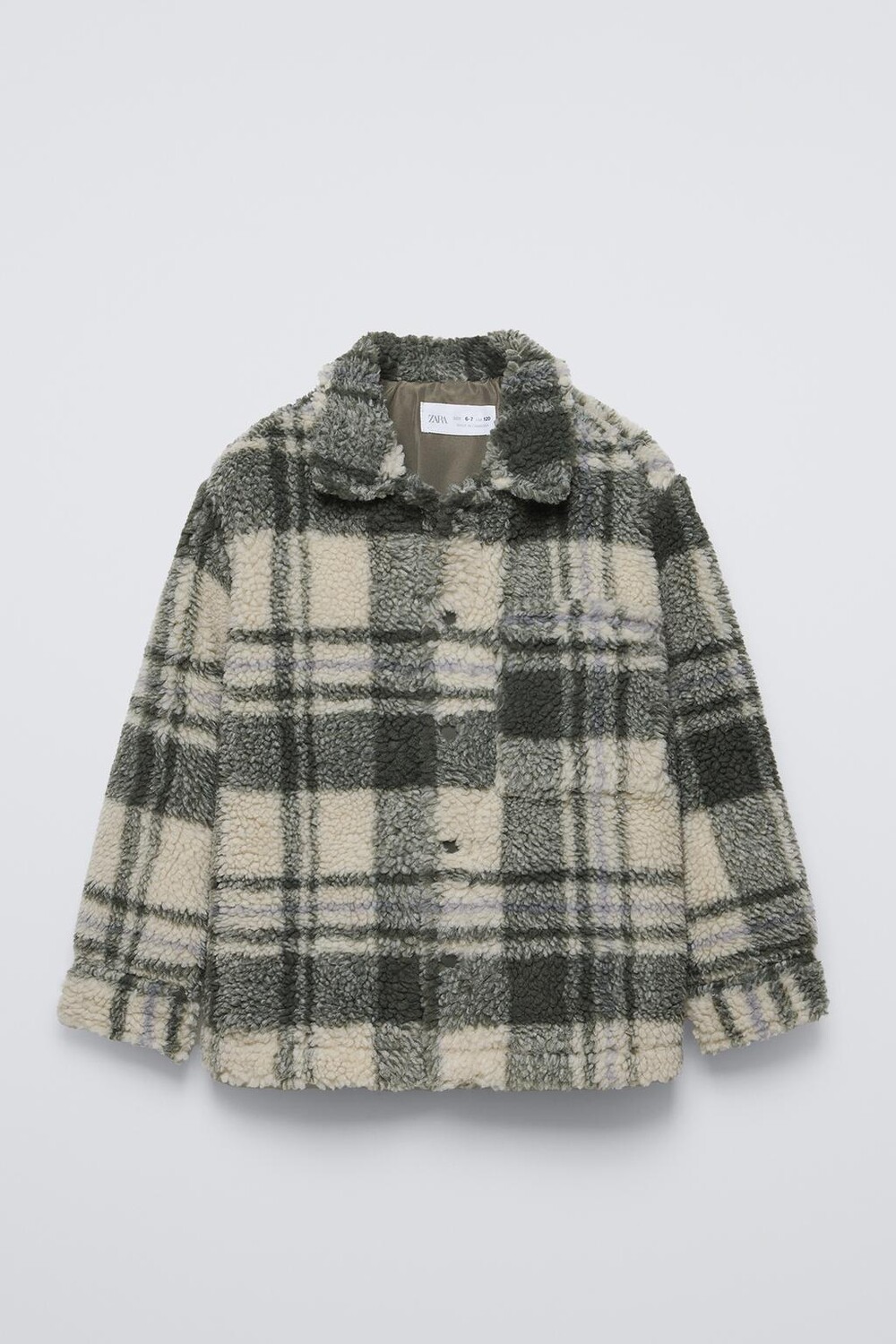 

Верхняя рубашка из искусственной овчины в клетку ZARA, экрю
