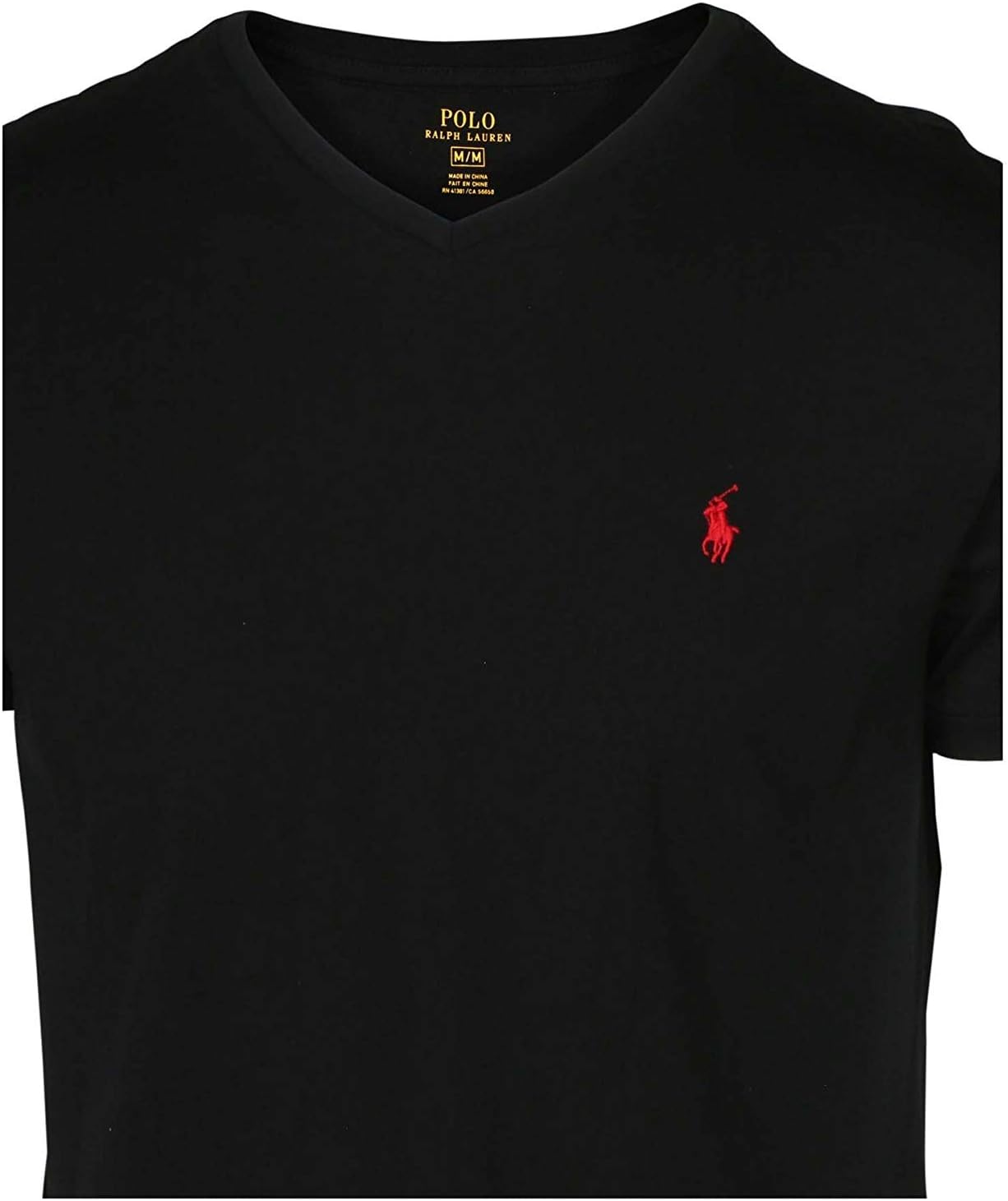 Футболка POLO RALPH LAUREN Classic Fit с V-образным вырезом, Black (Red Pony) — фото 3