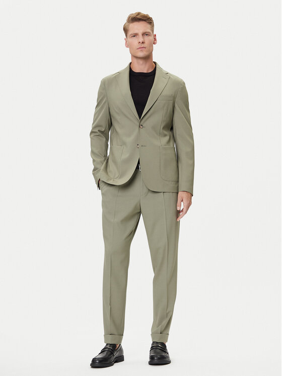 Брюки из ткани tapered fit C-Perin-DPL 50545822 Boss, зелёный — фото 2