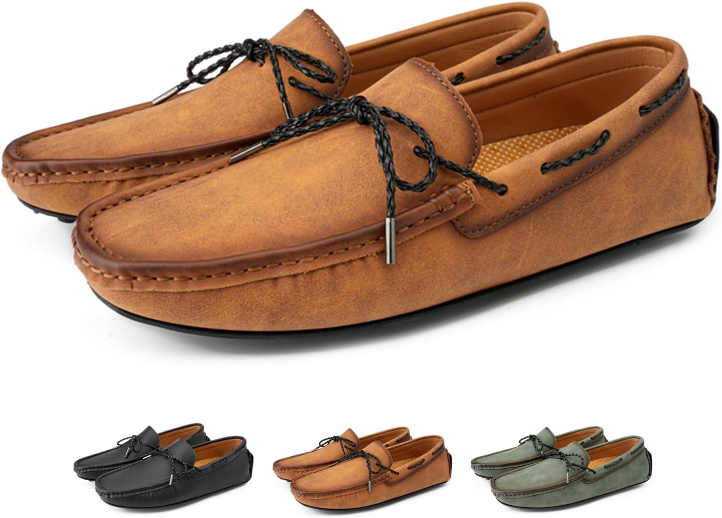 

Мужские кожаные мокасины Zeberfi, пенни-лоферы, повседневные, на шнуровке и без шнуровки, с подошвой Gommino, плоские обувь, комфортные туфли для прогулок и лодочные, коричневый