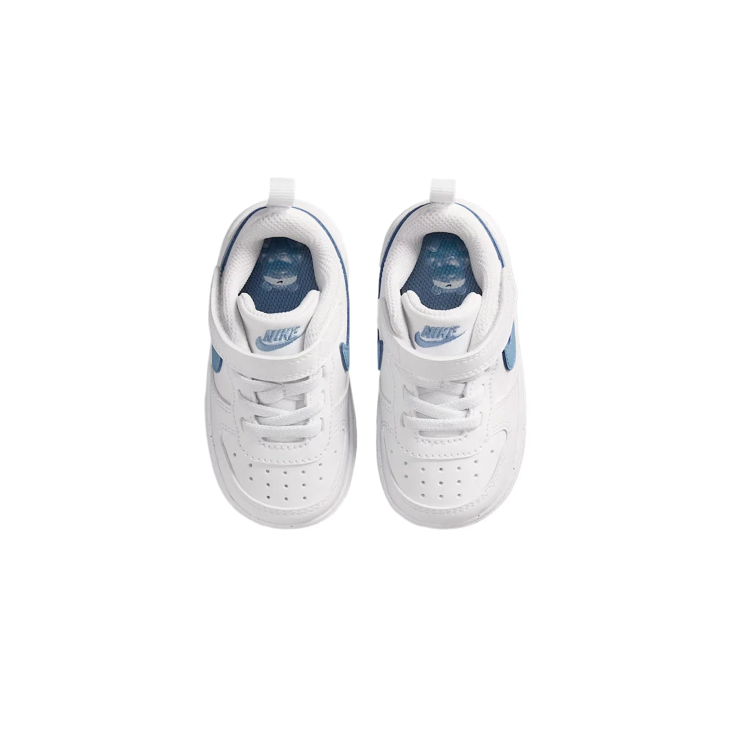 Кроссовки Court Borough Textile, Synthetic Leather низкие для малышей Nike, White/Work Blue — фото 4