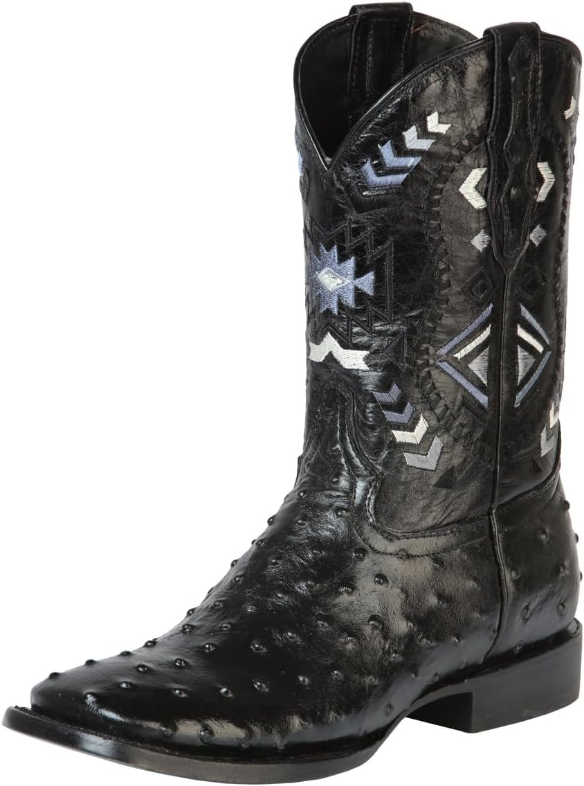 

Мужские ковбойские сапоги El General с рисунком страуса, черные, квадратный носок Generic