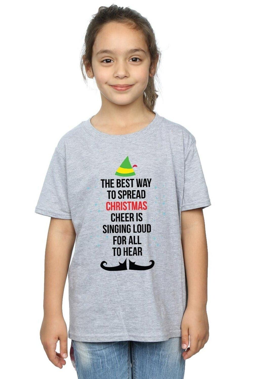 

Хлопковая футболка с рождественским текстом Cheer Elf, серый