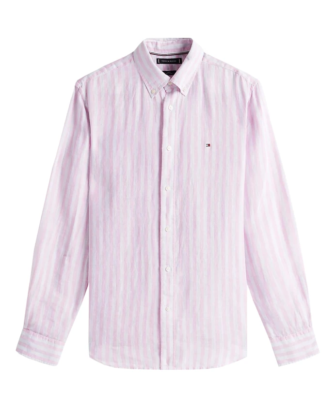 

Классическая льняная рубашка в розовую полоску Tommy Hilfiger, розовый