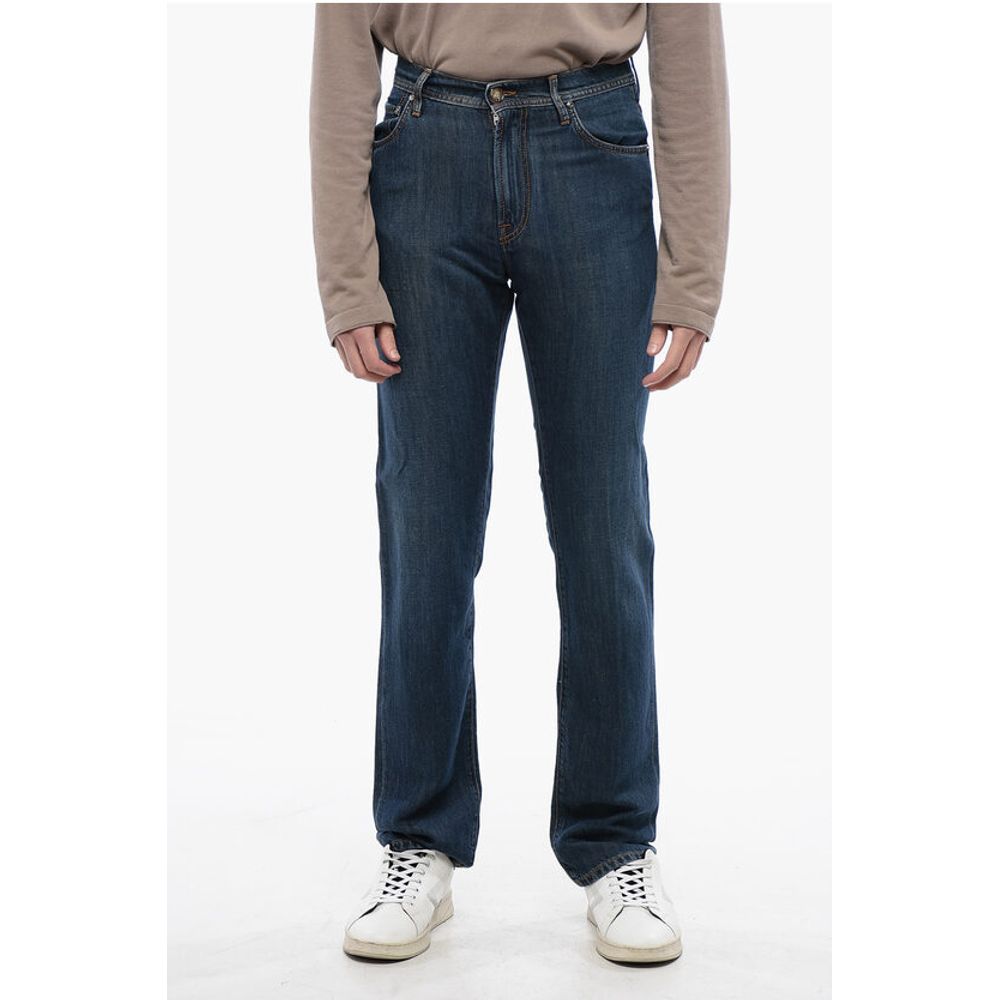 

ID LUXURY DENIM Темно-выбеленные джинсы с контрастной вышивкой Corneliani, Blue