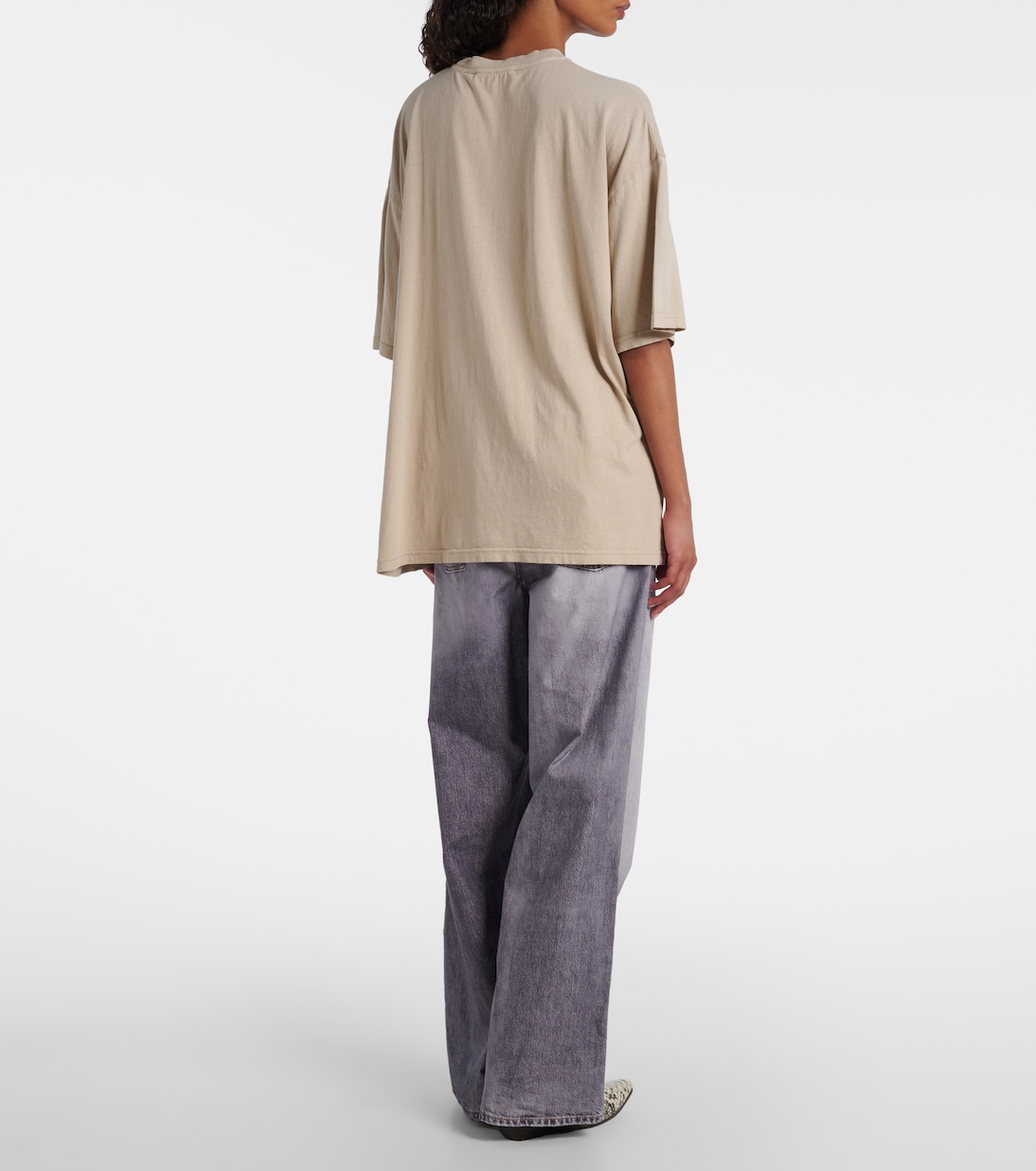 Футболка из хлопкового джерси с логотипом Acne Studios, Oat Beige — фото 3
